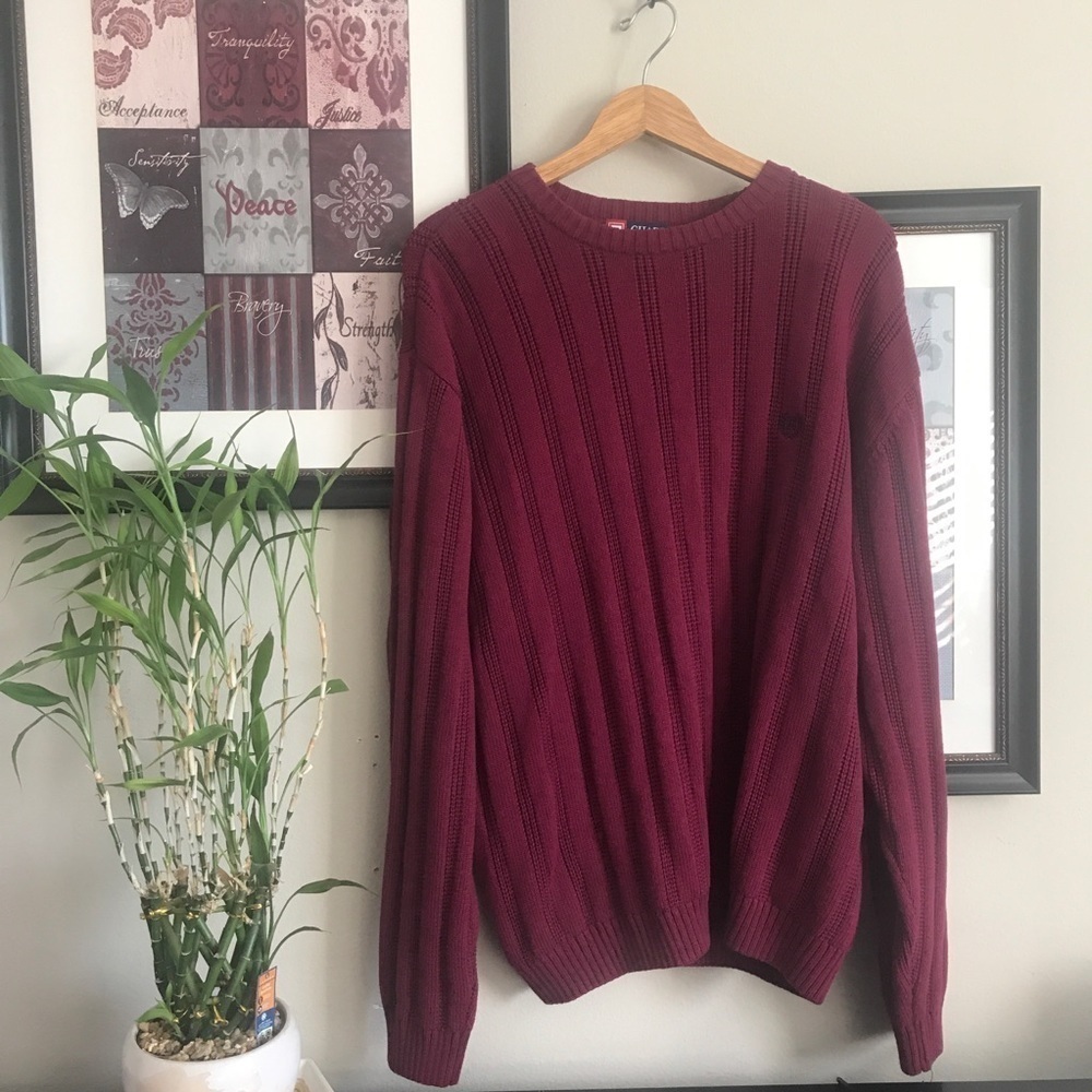 Chaps knit Sweater Burgundy Size XL